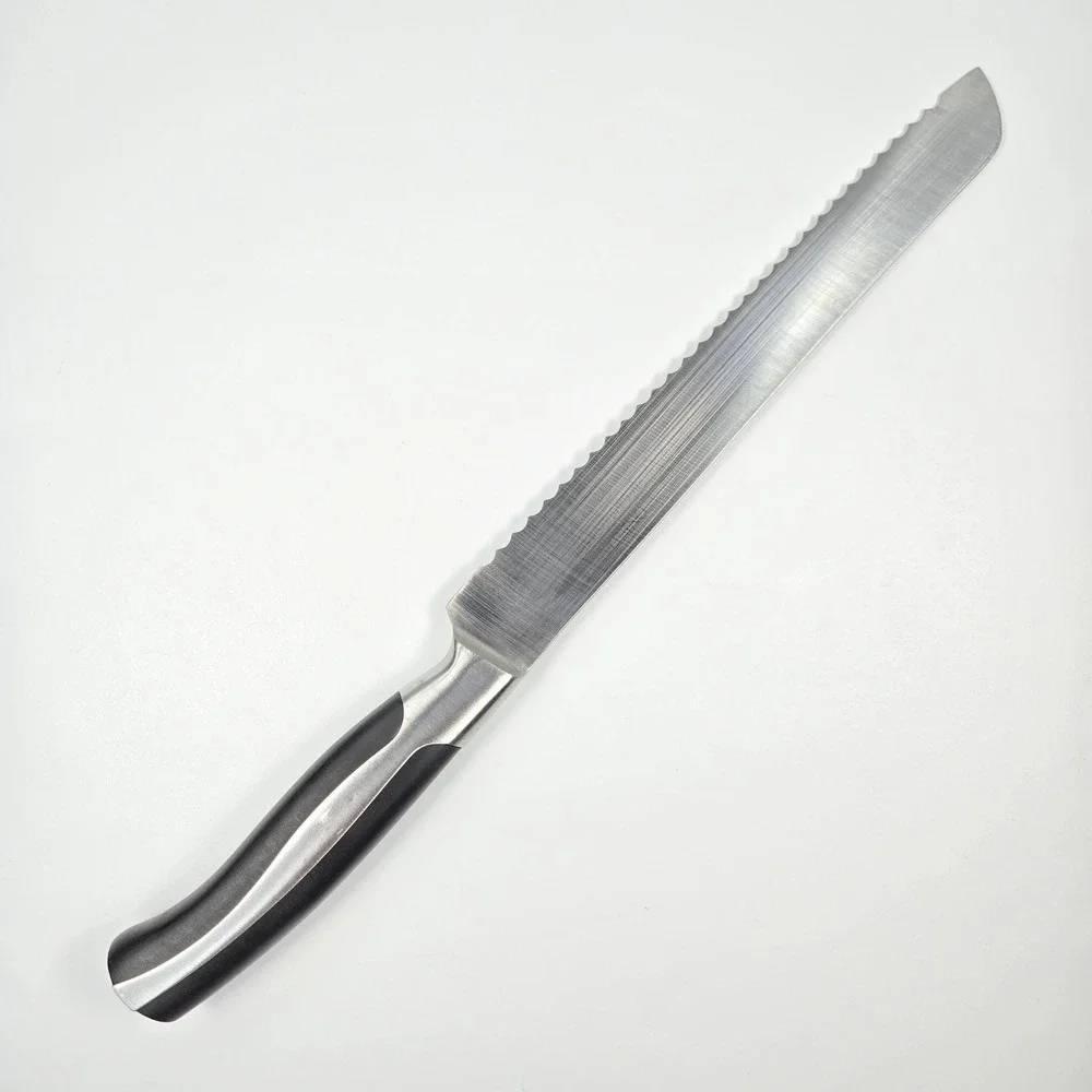 Oneida Vanguard Collection Serrated Bread Knife Stainless Steel Black Handle 8in